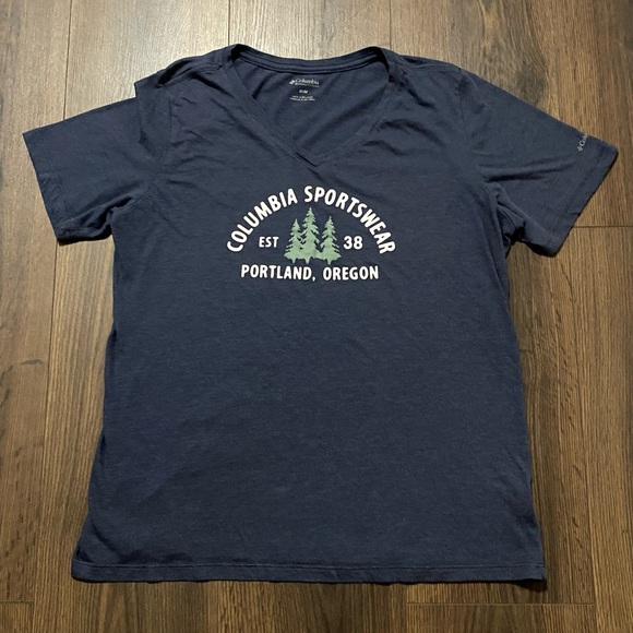 Women’s Columbia Sportswear Blue Logo T-shirt M - Picture 1 of 8